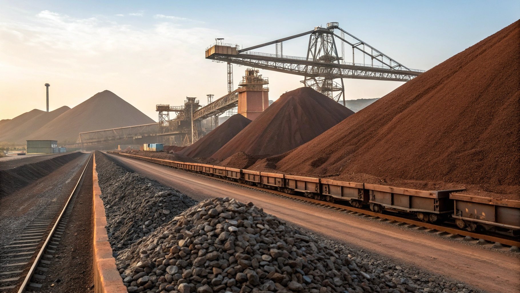 Iron ore stockpile and materials